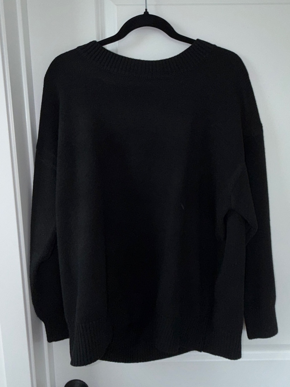 Morrie Moon Black Oversized Drop Shoulder Crew Knit Sweater XXL